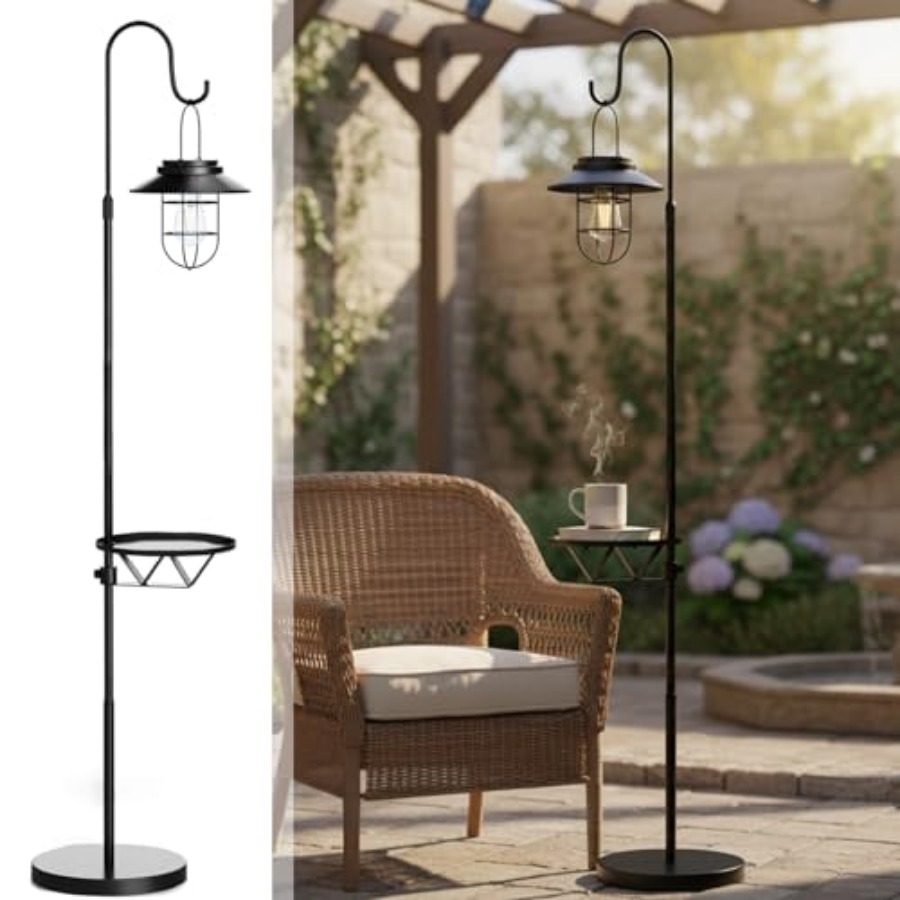Solar Floor Lamp with Table, 6 - Outdoor Lighting Waterproof recension och pris