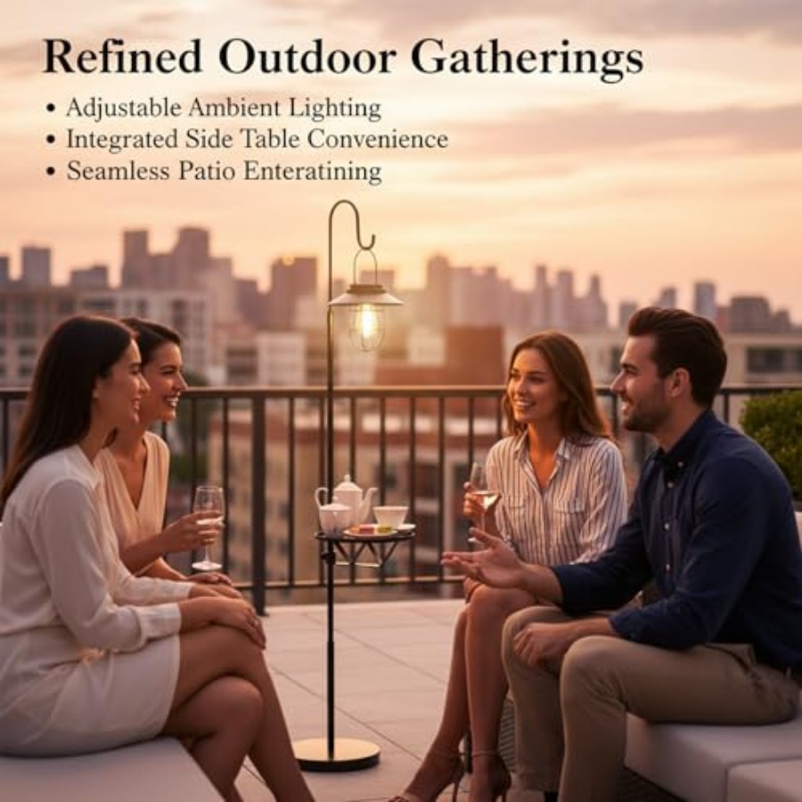 Solar Floor Lamp with Table, 6 - Outdoor Lighting Waterproof recension och pris