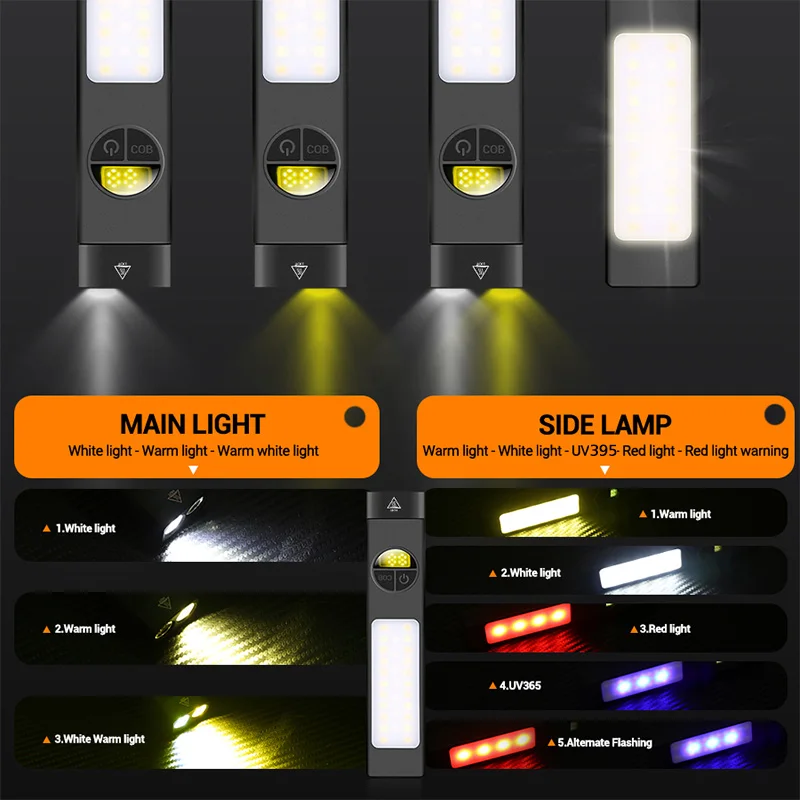 COB+LED Multifunctional Flashl - Outdoor Lighting Black recension och pris