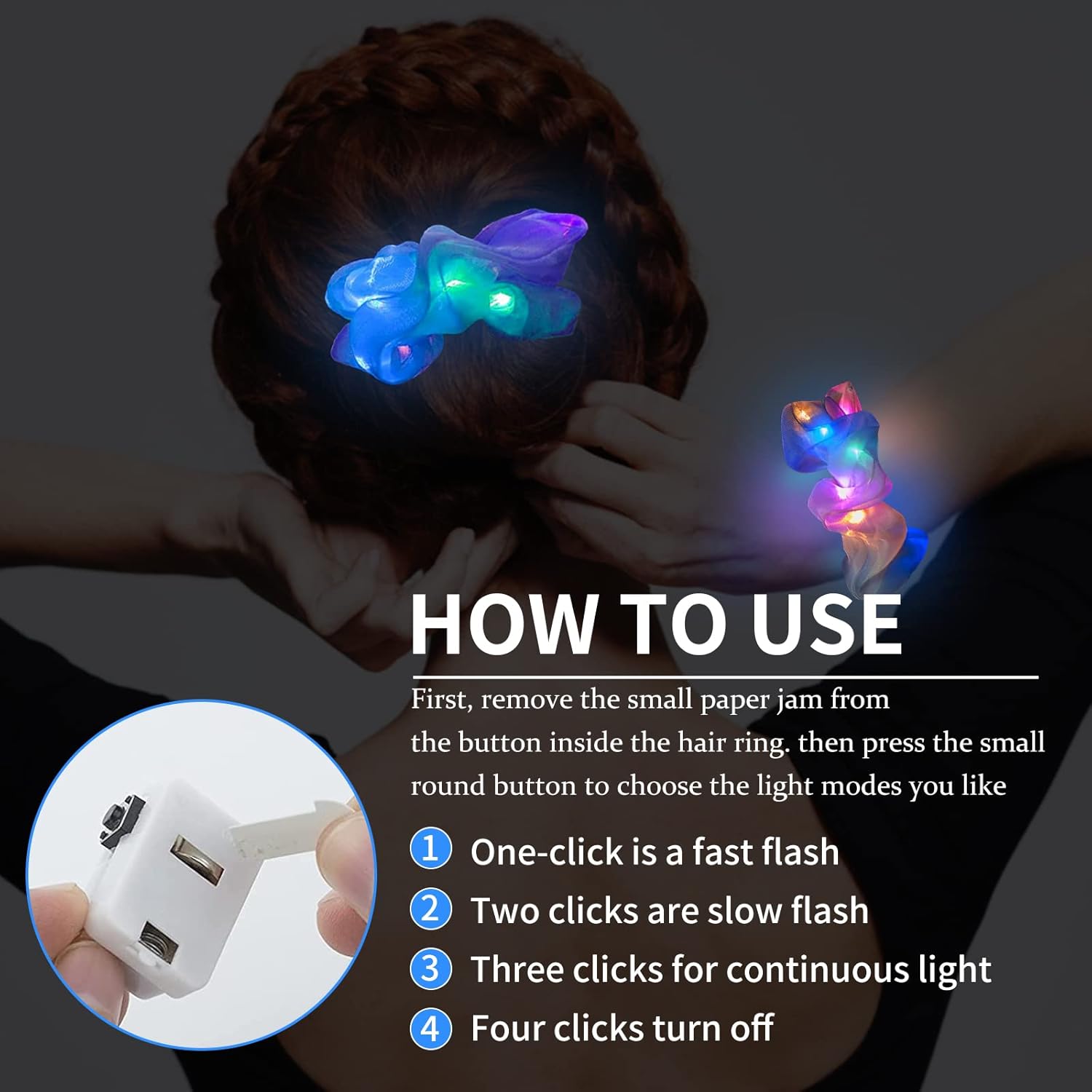 6pcs LED Scrunchies Hair Bands - Outdoor Lighting Effects recension och pris