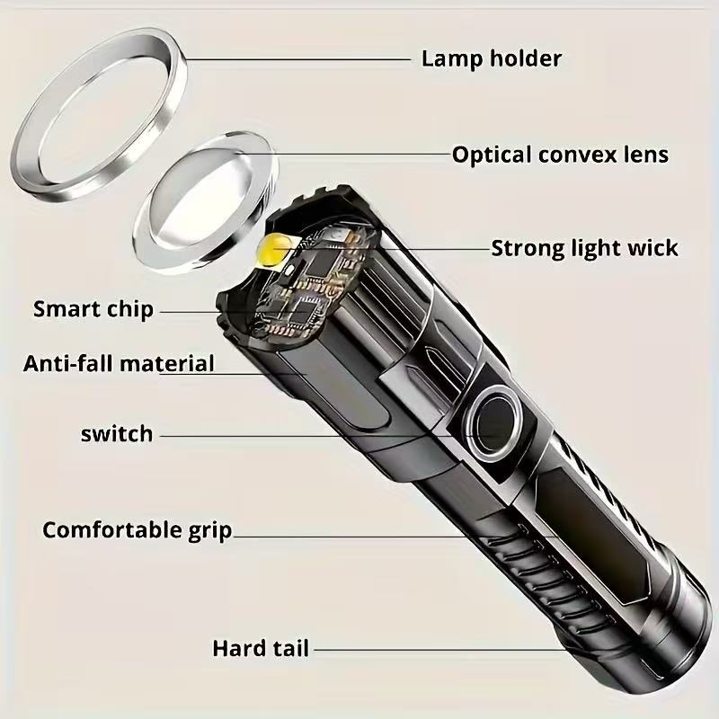 New High-power Led Flashlight  - Outdoor Lighting Black recension och pris