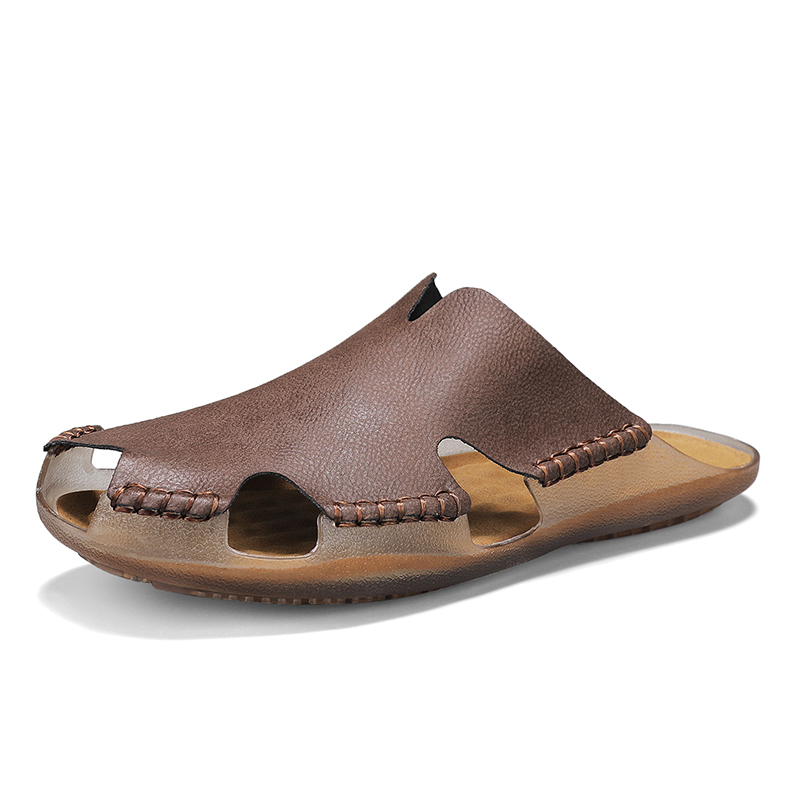 Men Leather Flat Slides Slippe - Outdoor Lighting For Your House recension och pris