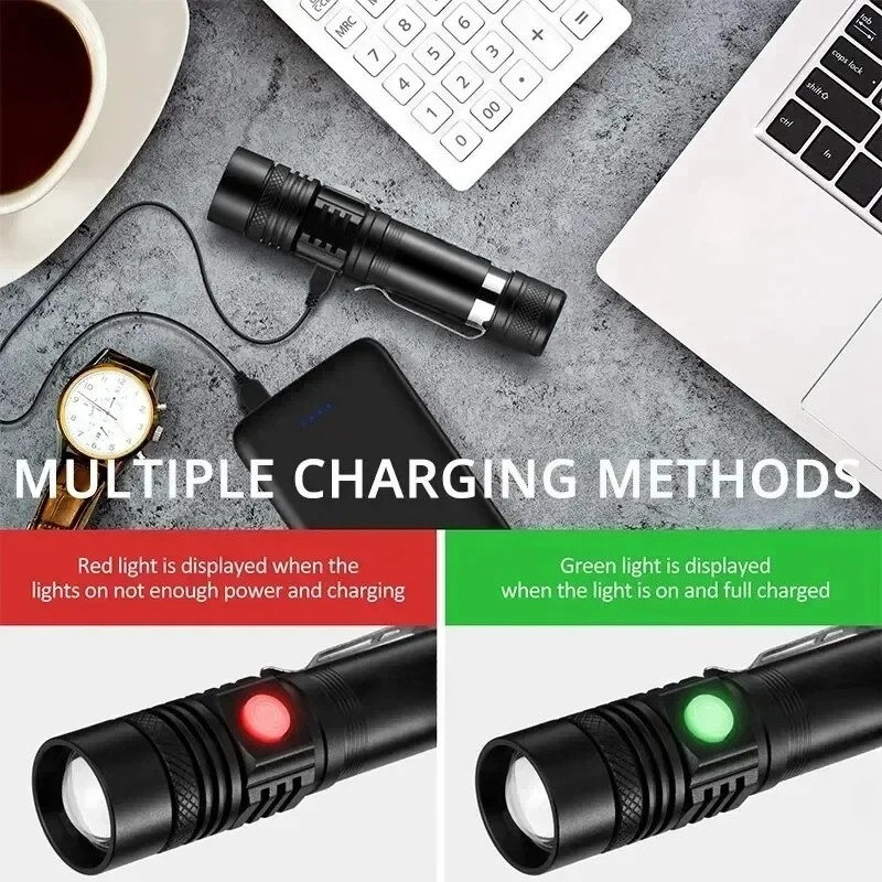 T6 LED Rechargeable Flashlight - Outdoor Lighting Black recension och pris